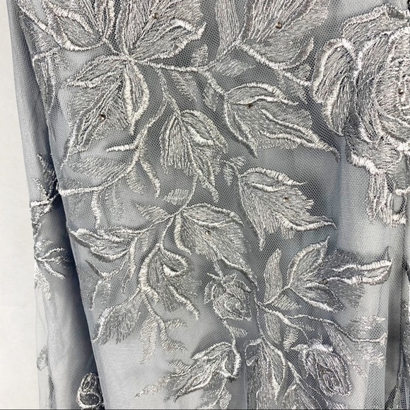 La Femme 28053 Silver Embroidered Gown - Picture 10 of 11